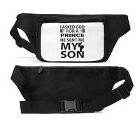 Marsupio unisex con scritta "I Asked God for A Prince He Sent Me My Son", nero, Nero , Taglia unica