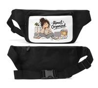 Marsupio unisex con scritta "Tired Woman Reflecting on Progress Not Perfection", nero