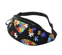 Marsupio unisex con stampa a forma di cuore per la consapevolezza dell'autismo, accessorio da viaggio per occhiali da sole, portafogli, passaporti, chiavi