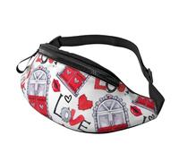 Marsupio unisex con stampa di labbra e cuori rossi per viaggi, escursionismo, ciclismo e corsa, festival, confezione unisex