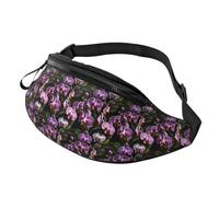 Marsupio unisex con stampa di orchidee viola, leggero, alla moda, per viaggi quotidiani e corsa
