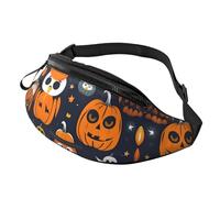 Marsupio unisex con stampa di zucche e gufi, per Halloween, regolabile, sicuro, per viaggi, escursionismo, ciclismo e corsa