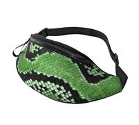 Marsupio unisex con stampa in pelle di serpente verde, accessorio da viaggio, adatto per occhiali da sole, chiavi, power bank, telefoni