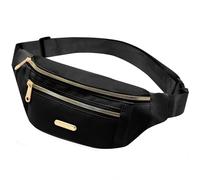 Marsupio Unisex Impermeabile Tessuto Nylon Cintura Portasoldi per Uomo Ragazzi Escursionismo Viaggi Sport Nero