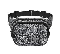 Marsupio unisex in pelle di serpente, regolabile, quadrato, a doppio strato, per attività all'aperto, viaggi, corsa, escursionismo, Nero , Taglia unica