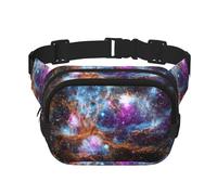 Marsupio unisex quadrato a doppio strato con stampa dello spazio della galassia dell'universo alla moda marsupio da viaggio per allenamenti, nero, Taglia unica