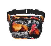 Marsupio unisex regolabile a doppio strato con gallo, per attività all'aperto, viaggi, corsa, escursionismo, Nero , Taglia unica