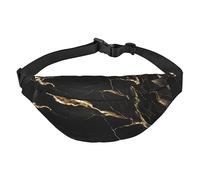 Marsupio verde a righe ondulate adatte per sport, corsa, viaggi, attività all'aperto, unisex, Marmo Oro Nero 1, Taglia unica, Zaino da bici