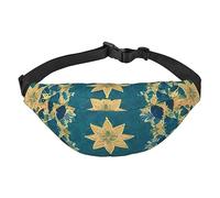 Marsupio verde a righe ondulate adatte per sport, corsa, viaggi, attività all'aperto, unisex, Motivo quadrangolare, Taglia unica, Zaino da bici