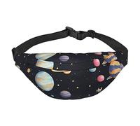 Marsupio verde a righe ondulate adatte per sport, corsa, viaggi, attività all'aperto, unisex, Saturno Giove Terra, Taglia unica, Zaino da bici
