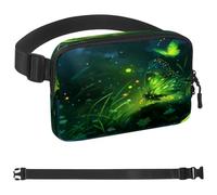 Marsupio verde con farfalla e lucciola per donne e uomini, borsa a tracolla con tasche con cerniera, marsupio impermeabile con cinturino regolabile per allenamento, corsa, viaggi, escursionismo,