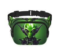 Marsupio verde con stampa aliena lunga con cinturino regolabile quadrato doppio strato cintura unisex ovunque