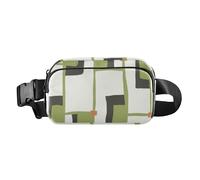 Marsupio verde dal design semplice e casual, geometrico, alla moda, per uomo e donna, impermeabile, con tracolla regolabile, per viaggi, palestra, lavoro, Verde Semplice Design Casual Geometrico,