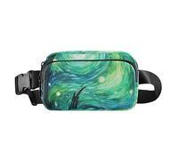 Marsupio verde Fantasy Star River carino per donne e uomini, piccola borsa a tracolla essenziale da viaggio con tracolla regolabile per viaggi, corsa, escursionismo, Fiume Stelle Fantasia Verde,