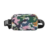 Marsupio verde mimetico alla moda per uomo e donna, grande capacità, borsa a tracolla con cinghia regolabile, per ciclismo, escursionismo, palestra, Verde mimetico., Taglia unica