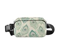 Marsupio verde pastello con pavoni alla moda, per donne, uomini e ragazzi, resistente all'acqua, borsa sportiva con tracolla regolabile per allenamento, corsa, escursionismo