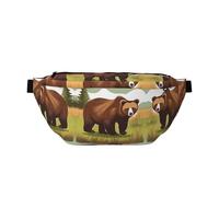 Marsupio versatile con bandiera canadese retrò, tasche con cerniera, ideale per viaggi, corsa, escursionismo e ciclismo, Orso bruno a, Taglia unica
