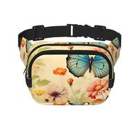 Marsupio vintage a doppio strato con farfalle e fiori margherite, per uomo e donna, regolabile, per viaggi, escursionismo, corsa, ciclismo, festival