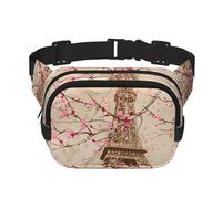 Marsupio vintage a doppio strato con fiore di Parigi Torre Eiffel, marsupio per uomo e donna, marsupio regolabile per viaggi, escursionismo, corsa, ciclismo, festival