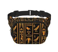 Marsupio vintage a doppio strato con geroglifici egiziani, unisex, regolabile, per viaggi, escursionismo, corsa, ciclismo, festival