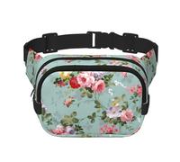 Marsupio vintage a doppio strato, unisex, regolabile, con motivo floreale, per attività all'aperto, viaggi, corsa, escursionismo, Nero , Taglia unica