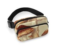 Marsupio vintage con funghi commestibili per donne e uomini, borsa casual regolabile per viaggi, sport, escursionismo, bianco, 20 x 13 cm, Bianco, 7.9x5.1inches