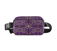 Marsupio vintage con motivo floreale viola scuro e oro alla moda marsupio per piccolo uomo d'affari Mini con cinturino regolabile per lo shopping sport lavoro para la cintura de hombre, Modello