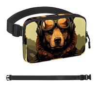 Marsupio vintage con orso pilota per donne e uomini, borsa a tracolla con tasche con cerniera, marsupio impermeabile con cinturino regolabile per allenamento, corsa, viaggi, escursionismo,
