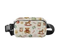 Marsupio vintage con scritta "Merry Christmas", borsa a tracolla per donne e uomini, piccola borsa a tracolla con tracolla regolabile per viaggi, corsa, escursionismo