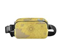 Marsupio vintage giallo nautico caccia al tesoro elegante marsupio per donne uomini resistente all'acqua borsa da viaggio essenziale con cinghia regolabile per lo shopping sport lavoro, Caccia al