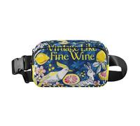 Marsupio vintage Like Fine Wine stile Henri con animali e frutta colorata alla moda per donne uomini adolescenti marsupio resistente all'acqua con cinghia regolabile per ciclismo, escursionismo