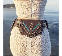 Marsupio vintage medievale - Fannypack da donna in pelle Steampunk - misura regolabile, con rivetto e bottoni a pressione, per viaggi all'aperto in bicicletta (marrone)