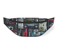 Marsupio vintage of Radio Boombox per donne, uomini, ragazze, ragazzi, bambini, stampa radio, marsupio, marsupio, borsello da cintura per viaggi, sport, corsa, Colore, M