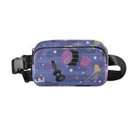 Marsupio viola astratto con strumenti musicali carino per uomo donna piccola borsa a tracolla con tracolla regolabile per viaggi vacanze corsa, Modello di strumento musicale astratto viola, 1 size