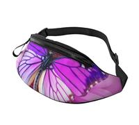 Marsupio viola con farfalla e fiore per uomo e donna, impermeabile, sportivo, alla moda, borsa a tracolla con tracolla regolabile, grande borsa a tracolla per viaggi ed escursioni