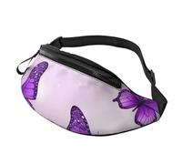 Marsupio viola con farfalle per uomo e donna, impermeabile, sportivo, alla moda, borsa a tracolla con cinghia regolabile, grande borsa a tracolla per viaggi ed escursioni