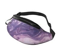 Marsupio viola scuro con texture marmorizzata - Marsupio grande alla moda per donne e uomini, tasche sicure con cerniera, marsupio regolabile per viaggi, feste, sport, corsa, escursionismo, uso
