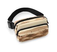 Marsupio West Desert Green con Cowboys che cavalca cavalli Marsupio con cinghia regolabile alla moda per sport all'aria aperta escursionismo, bianco, 20 x 13 cm, marsupio stampato