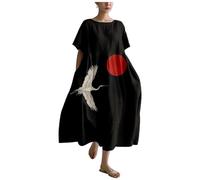 MARSVOVO Maxi abito da donna Boho Plus Size Flowy giapponese stampa floreale abiti casual, Yhcolor-3, 5XL