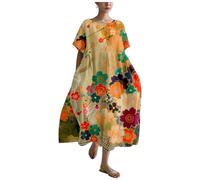 MARSVOVO Maxi abito da donna Boho Plus Size Flowy giapponese stampa floreale abiti casual, Yhcolor-4, M