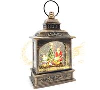 Marsyu Globi di Neve Musicali di Natale, Lanterne di Natale Scintillanti Rotanti Alimentate a Batteria USB e 3AA con Timer, Decorazioni Natalizie Vintage Regali per la Casa (Scena di Babbo Natale)