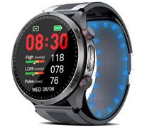 Marsyu Orologio per la Pressione Sanguigna con Pompa Ad Aria, 1.43''AMOLED Smartwatch con Funzione ECG/Lipidi dell'acido Urico, Chiamata Bluetooth, Pulsante SOS, Condivisione dei Dati Sanitari (Nero)