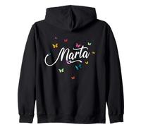 Marta - Bellissimo Nome di Ragazza con Farfalle Colorate Felpa con Cappuccio