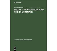Marta Chromá Legal Translation and the Dictionary (Copertina rigida)