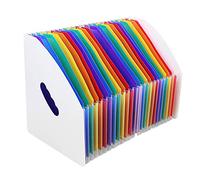 Marte Vanci, Organizer da scrivania con 13/24 scomparti, formato A4, espandibile, a fisarmonica, per documenti, lettere e riviste, salvaspazio, autoportante, per ufficio, casa, classe Rainbow-White