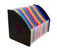 Marte Vanci, Organizer da scrivania con 13/24 scomparti, formato A4, espandibile, a fisarmonica, per documenti, lettere e riviste, salvaspazio, autoportante, per ufficio, casa, classe Rainbow-Black