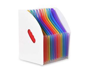 Marte Vanci, Organizer da scrivania con 13/24 scomparti, formato A4, espandibile, a fisarmonica, per documenti, lettere e riviste, salvaspazio, autoportante, per ufficio, casa, classe Rainbow-White