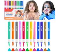 Marte Vanci Pennarelli acrilici, 12 colori, lavabili, per tatuaggi temporanei, a base d'acqua, con punta a pennello, per viso, pelle, unghie, roccia, vetro, ceramica
