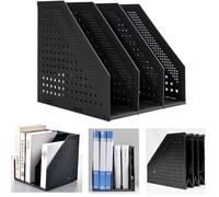 Marte Vanci Portariviste pieghevole da scrivania, organizer per libri con leva, divisore regolabile per ufficio, scuola, scrivania, mensole, 3 scomparti (nero)