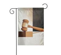 Martelletto astratto minimalista geometrico giustizia bandiera da giardino 30 x 45 cm verticale su entrambi i lati casa colonica vacanze decorazioni esterne bandiera cortile